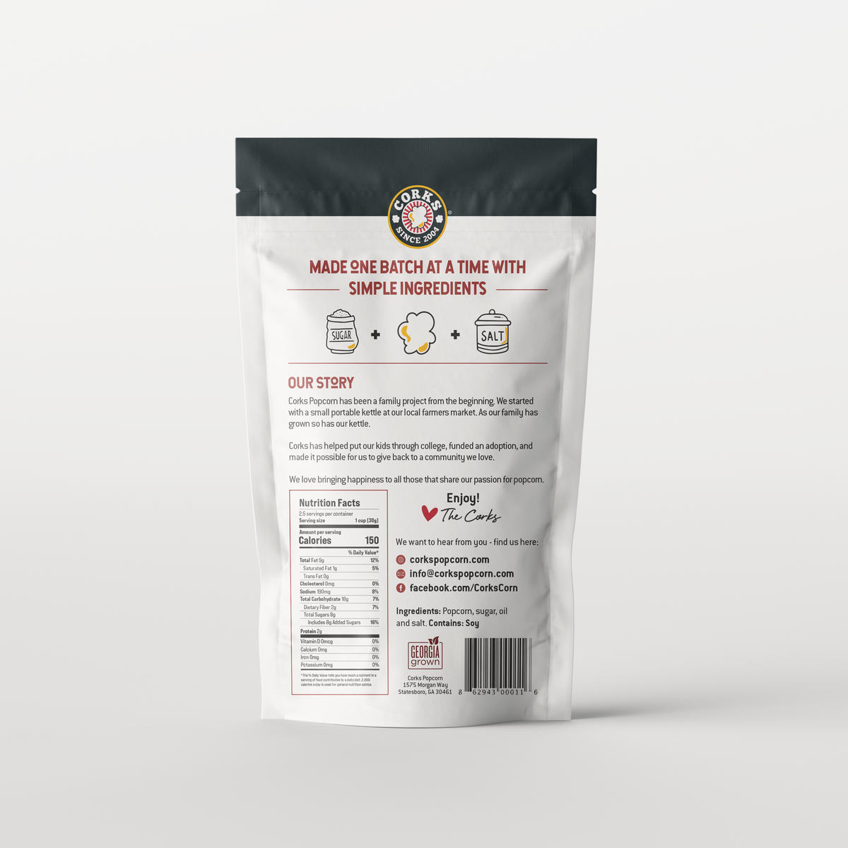 The Original Kettle Corn (3.0 oz Bag) Corks Popcorn