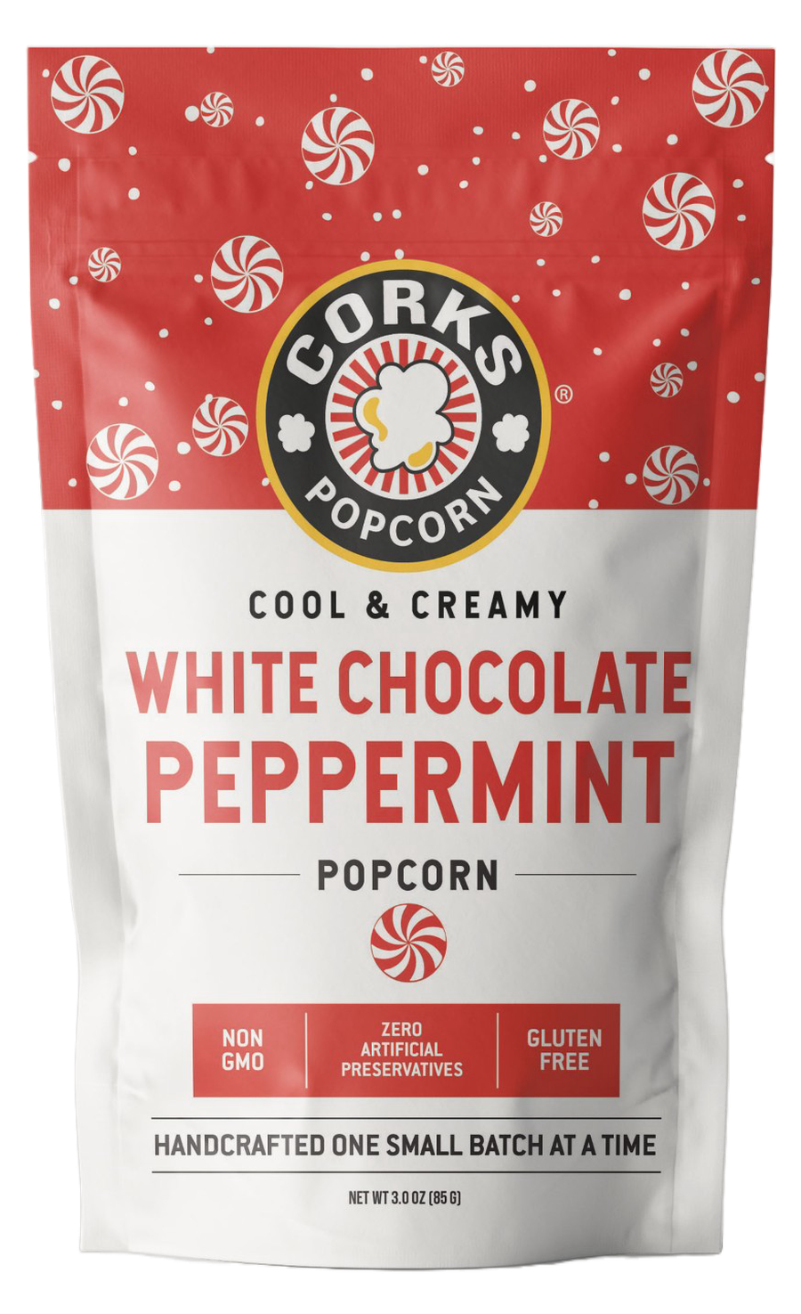 Bag of Corks White Chocolate Peppermint Popcorn